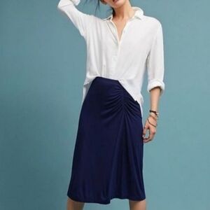 Maeve - Anthropolagie Deep Blue Ankle Soft Lined Rayon/Spandex  Skirt WS  EUC